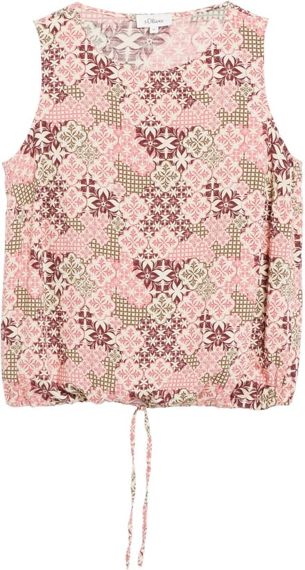 Mouwloze Blouse van Gemengde Viscose met All-overprint en Trekkoord Dames s.Oliver