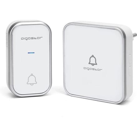 Aigostar draadloze deurbel, Plug & Play, IP44 waterbestendig, 3 volume-instellingen, 36 polyfone melodieën