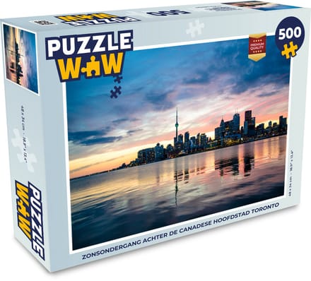 Puzzel Zonsondergang achter de Canadese stad Toronto - Legpuzzel - Puzzel 500 stukjes
