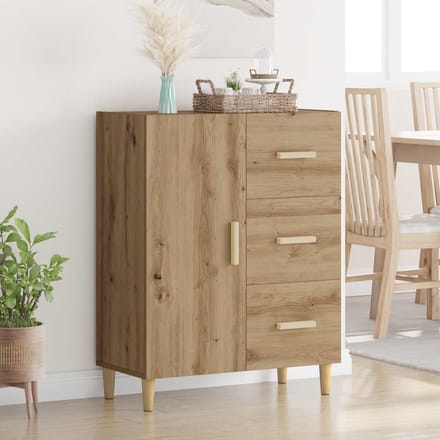 vidaXL - Dressoir - Artisan - Eiken - 34 - x - 69,5 - x - 90 - cm - Bewerkt - hout