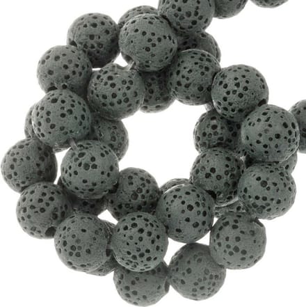 Lava Kralen (8 mm) Storm Grey (51 Stuks)