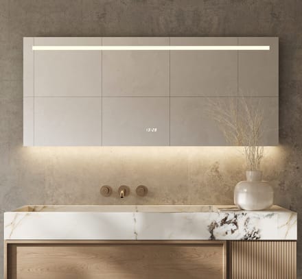 Schaere - Badkamerspiegel - LED Verlichting - Spiegel Verwarming - Klok - Sensor - Dimfunctie - 140x70 cm
