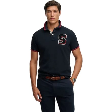 Superdry Vintage Athletic Patch Korte Mouw Poloshirt Blauw S Man