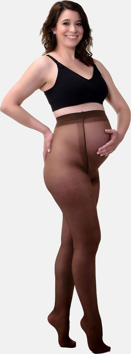Mamsy - Comfortabele Sheer Zwangerschapspanty 20den - Bruin - S
