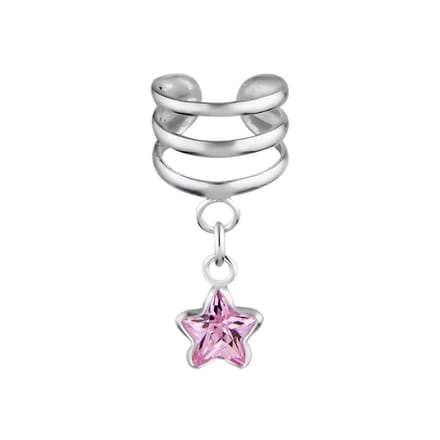 Zilveren ear cuff - stervormige hanger - 925 zilver - 37x26x3