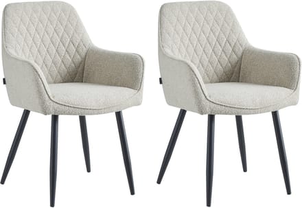 Colenis® - Beverly Eetkamerstoel - Set Van 2 - Beige - Bouclé