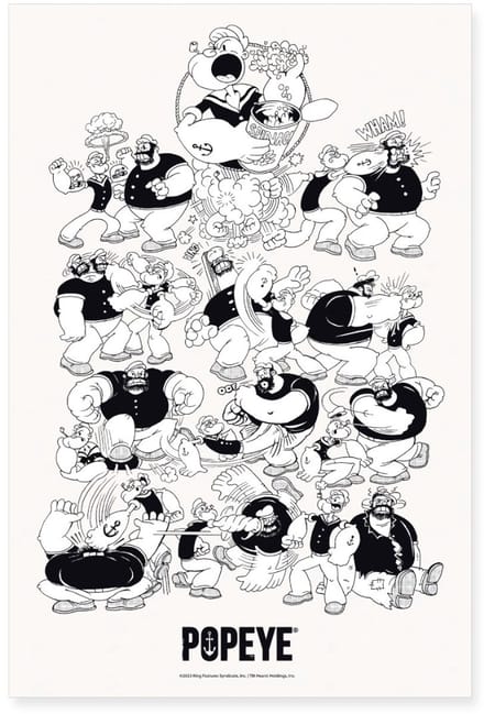 Popeye Gevechtshoudingen Poster 60x90 cm