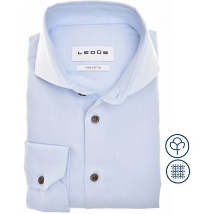 Ledûb Overhemd Slim Solid Color Pure Cotton Fine Flanel Licht Blauw / male