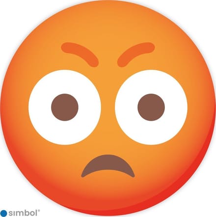 Simbol® Sticker Emoticon Boos en Verbaasd - Smiley voor Kliko - ø 20 cm