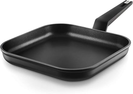Titanium Inductie Platte Pan Vierkant 27x27 cm - Gietaluminium met Ergonomisch Handvat