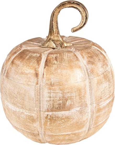 Clayre & Eef Decoratie Pompoen 21 cm Goudkleurig Hout Herfst decoratie