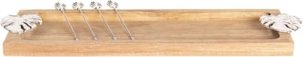Clayre & Eef Borrelplank 44*14*4 cm Zilverkleurig Hout Rechthoek Tapasplank Serveerplank Kaasplank