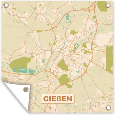Tuindoek Plattegrond - Gieben - Kaart - Vintage - Stadskaart - 100x100 cm
