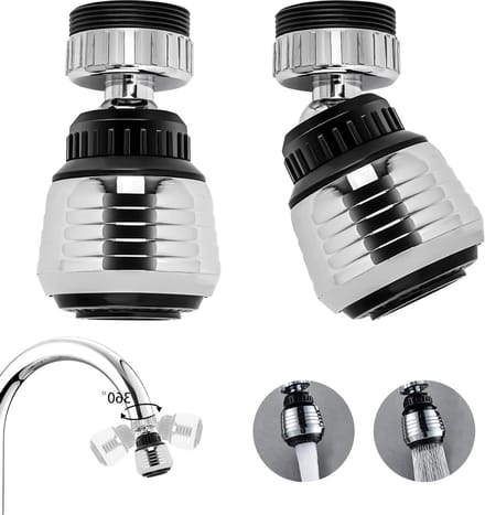 Verstelbare 360° Waterkraan met Jet Regulator en Aerator, 2 Modus, Inclusief Adapters en Filter, Set van 2