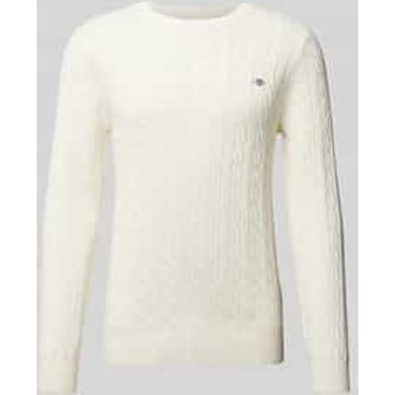 Gant Trui Cotton Cable Ronde Hals Crème / male