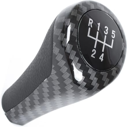 MODECAR - Versnellingspookknop - 5 versnellingen - Zwarte Leder - Carbon