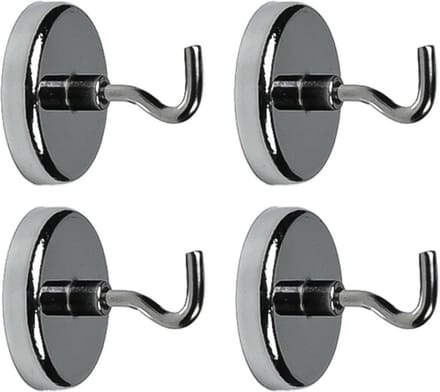 Benson Ophanghaakjes - 4x - magnetisch - ovaal - zilver - D3,6 cm