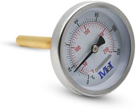 Buisthermometer - Verwarmingsthermometer - Temperatuur Meten - Bimetalen Precisie - Diameter 63mm - Wit