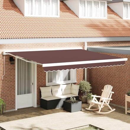 vidaXL - Uitschuifbare - luifel - Bruin - 400 - × - 300 - cm - Stof - en - Metaal