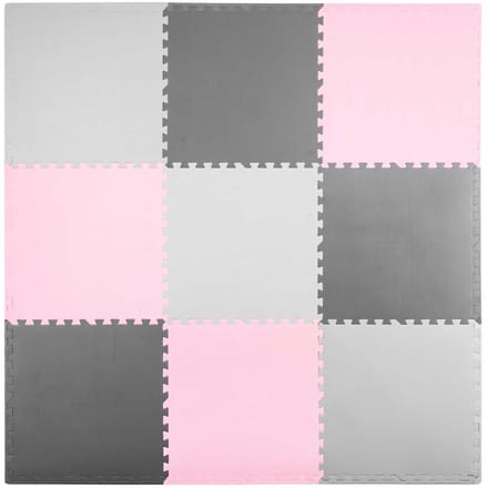 RicoKids - Puzzelmat - 180x180cm - Grijs en Roze - Antislip