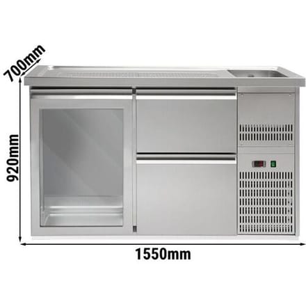 GGM Gastro Biertheke Premium PLUS - 1550x700mm - 1 Glastür & 2 Schubladen