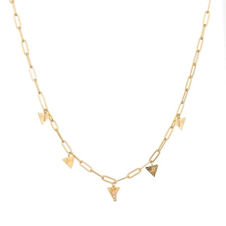 Go Dutch Label Ketting Schakel Driehoek Stenen Wit Goud N1345-2