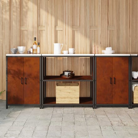 vidaXL - Keukenopbergsysteem - HATTEM - 3 - st - Roestig - 210 - x - 50 - x - 92 - cm - Staal