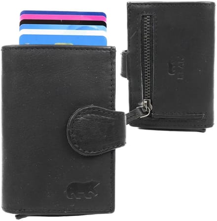 Bear Design Elsie CP6814 Pasjeshouder - Zwart – Van leer – Bear Design Elsie CP6814 is een compacte leren pasjeshouder voor wie vooral pasjes gebruikt, maar toch wat contant geld mee wil nemen