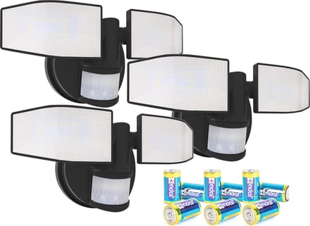 Verstelbare Batterij-Ledspot met Bewegingsmelder - 400 Lumen, Spatwaterdicht, Set van 3