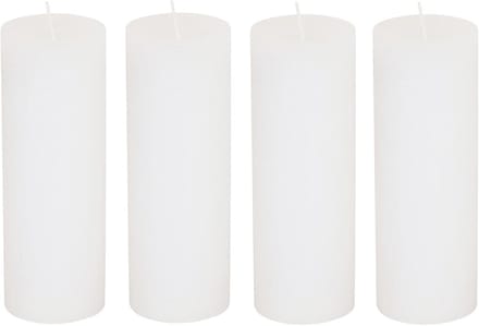 Set van 4 Rustieke Stompkaarsen Grijs - Lange Brandduur 95 Uur - Druppelvrij
