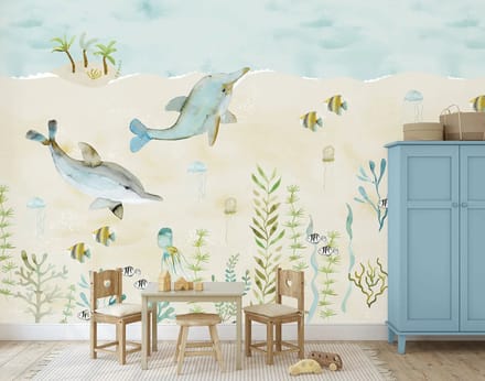 Sam & Luca - Splashing Dolphins beige