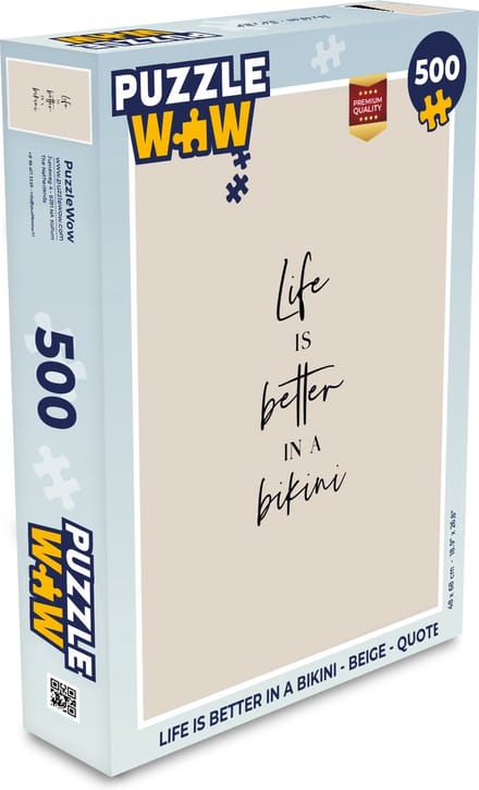Puzzel Life is better in a bikini - Beige - Quote - Legpuzzel - Puzzel 500 stukjes
