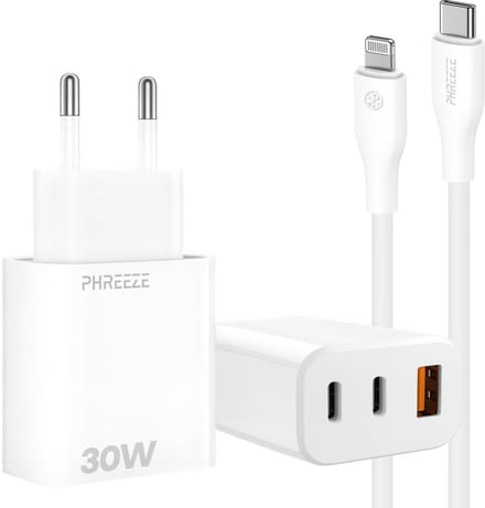 Adapter en oplaadkabel geschikt voor iPhone iPad met Lightning naar usb C kabel - Snellader 30w - Usb adapter met 1m kabel
