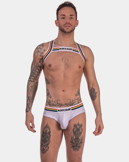 Barcode Berlin Multipack 1x Pride Brief + 1x Pride Harness White - MAAT S - Heren Ondergoed - Slip voor Man - Mannen Brief