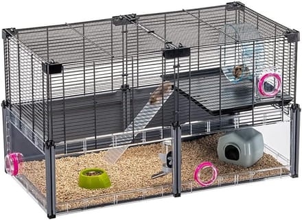 Core® Hamsterkooi - Knaagdierkooi - Kooi - Inklapbare Deksel - Zwart - 73cm x 38cm x 42cm
