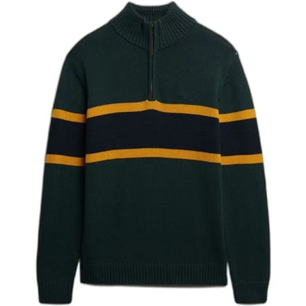 Superdry - Katoenen Gestreepte Trui Met Halve Rits - Heren - Sweaters