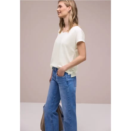 Shirt met overhangende schouders in linnenlook