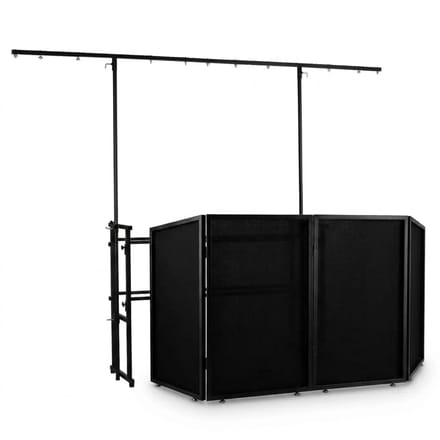 Vonyx mobiele DJ Booth met meubel, scherm en lichtbrug - Zwart