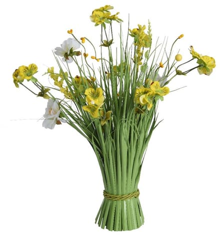 Kunstbloem boeket h40cm geel/wit