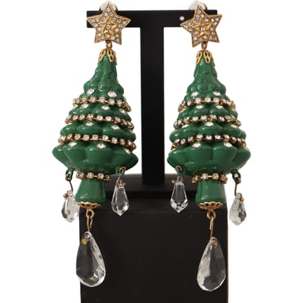Dolce & Gabbana Dames Gouden Kerstboom Kristallen Messing Clip-Oorbellen