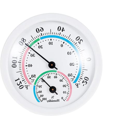 Thermo hygrometer monitor - Temperatuur vochtigheid meter - Klimaat beheersen - Mechanische sensor - 7.5 x 8.5 cm - Wit