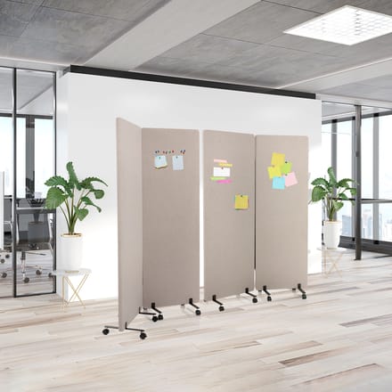 Mobiel akoestisch scheidingswand systeem FLEXMIUT Set van 2 taupe hjh OFFICE