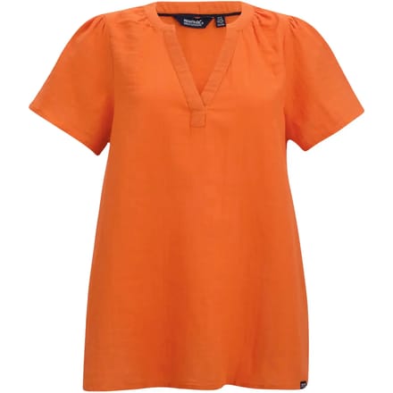 Damesblouse Selen met korte mouwen en open kraag