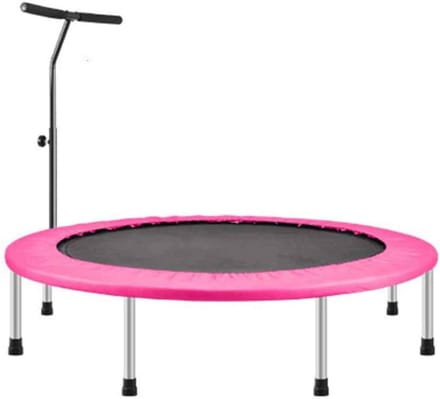 Fitness Trampoline - Mini Rebounder - Cardio Training - Verstelbare Leuning - 101cm Doorsnee - Roze