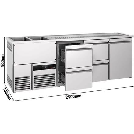 GGM Gastro Biertheke PREMIUM - 2500x700mm - 1 Tür & 4 Schubladen