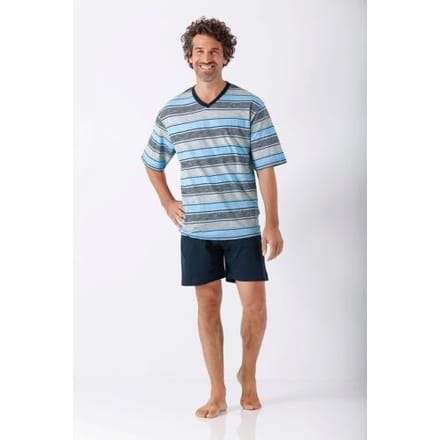 Blauwe Hajo heren shortama strepen - Blauw - Maat - 52