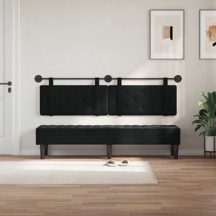 vidaXL - Hangend - hoofdbord - Zwart - Fluweel