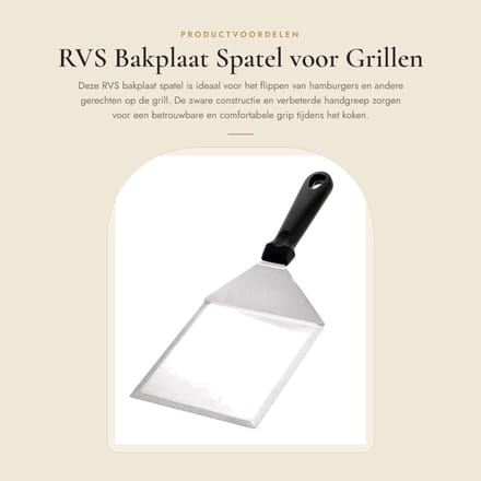 Dailygoods - RVS Bakplaat Spatel voor Grillen en Barbecue