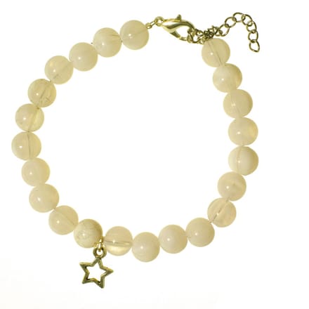 Armband - witte nature like kralen met sterbedeltje