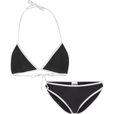 Urban Classics Retro Triangelbikini Bikini Set zwart-wit S Polyester -